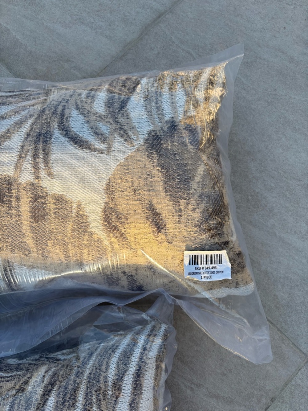 Crate and Barrel Jacquard Palm Leaf Outdoor Pillow - Picture 3 of 6